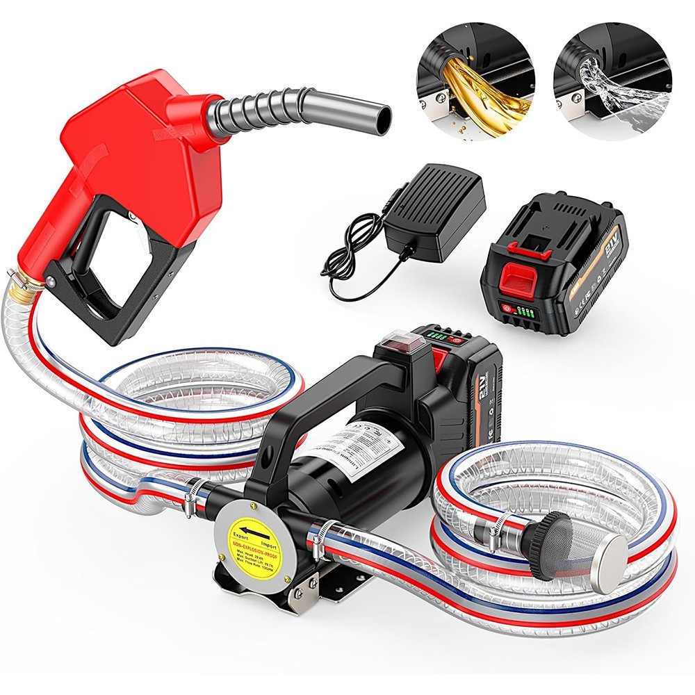 Electric Fuel Transfer Pump 13GPM 21V DC Cordless Water Diesel Kerosen Pump Kit