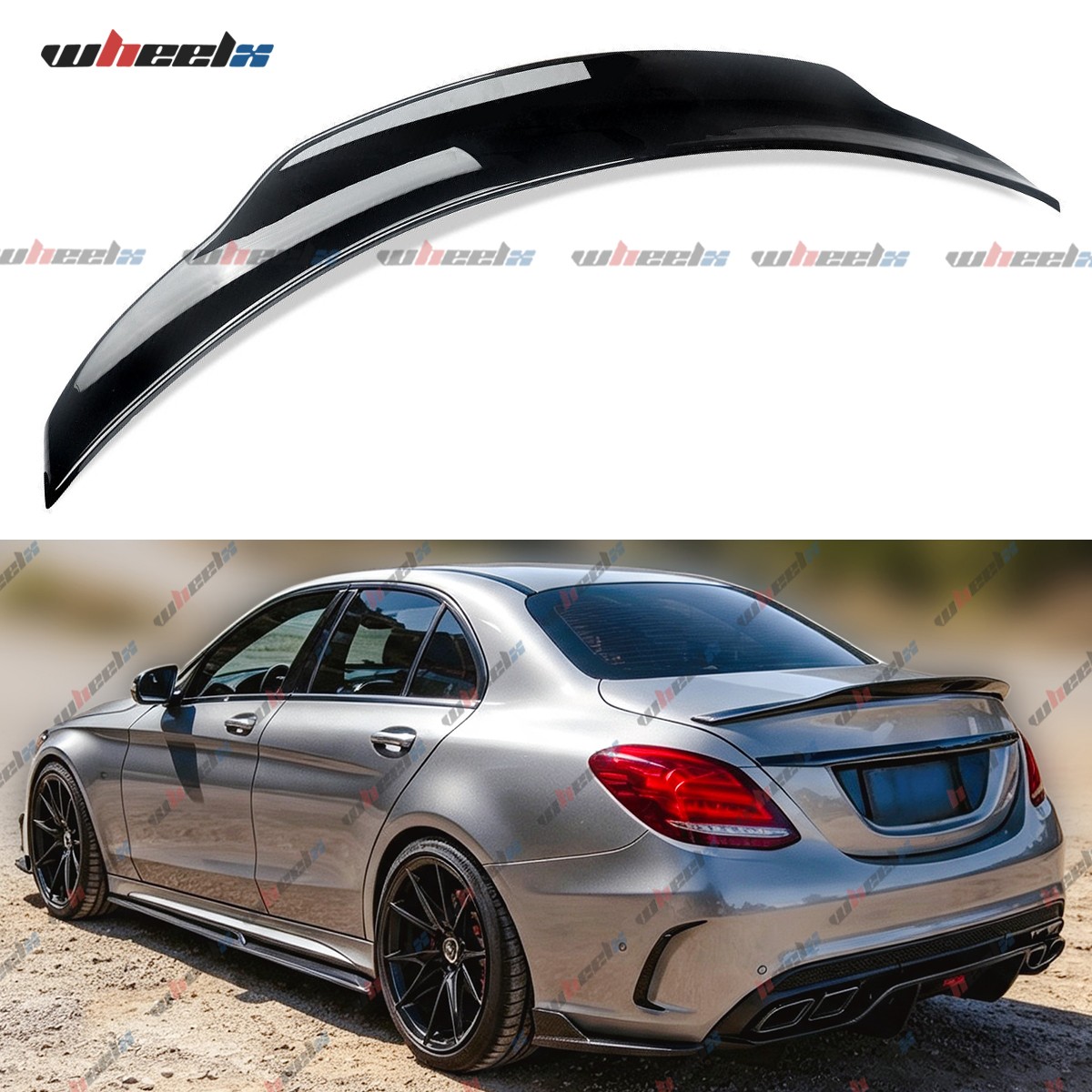 Rear Trunk Spoiler Wing Gloss Black For Mercedes Benz W205 C200 C300 C43 2015-21