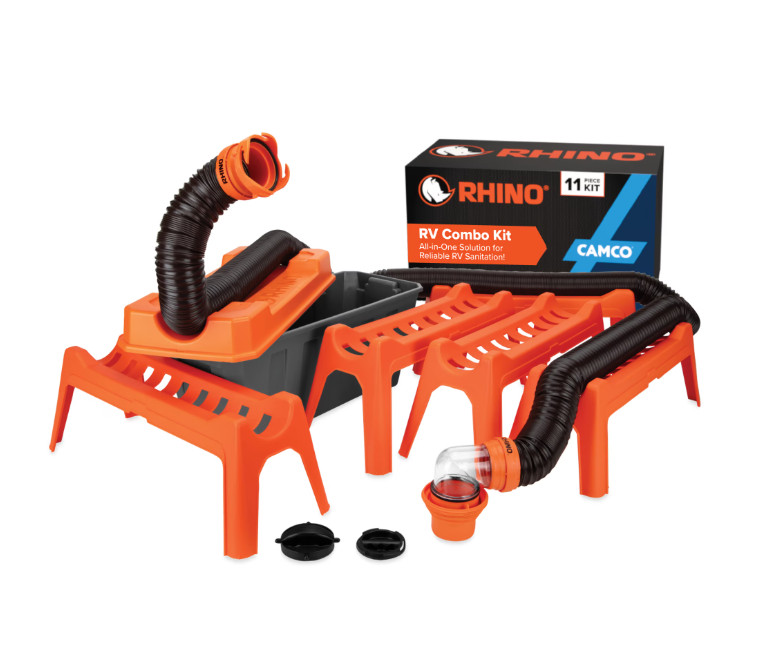 Camco Rhino 12-Piece RV Sewer Kit, 20-ft Sewer Hose & Storage Box, Orange Camco Rhino 12-Piece RV Sewer Kit, 20-ft Sewer Hose & Storage Box, Orange