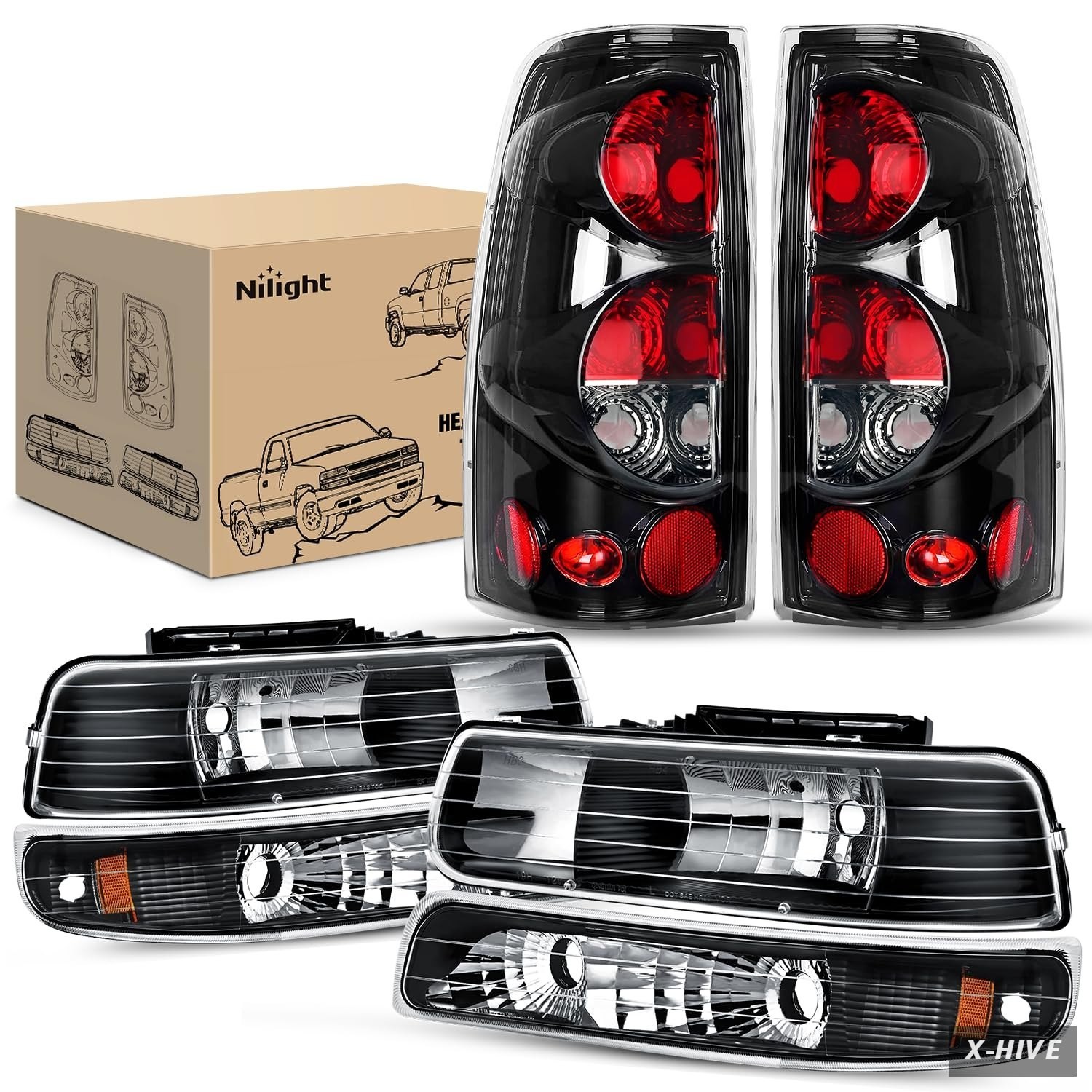 Driving,Fog Spot Lights Waterproof 1 Nilight Headlight Taillight Assembly Combo