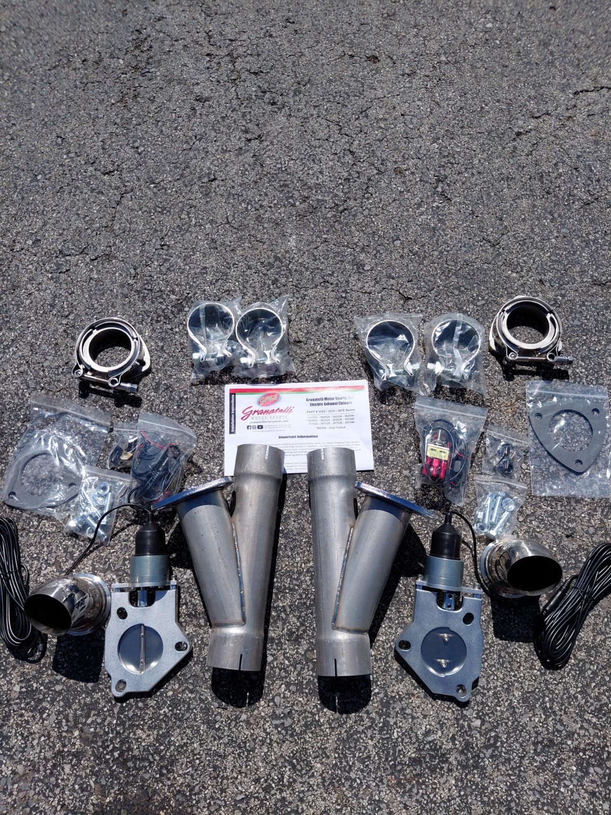 NIB Granatelli Motor Sports 303525K Duel Exhaust Cutouts Electric Clamp-On 2.5 NIB Granatelli Motor Sports 303525K Duel Exhaust Cutouts Electric Clamp-On 2.5