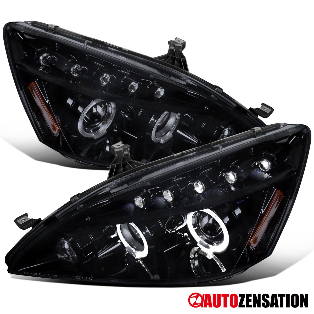 Fit 2003-2007 Honda Accord Black Smoke LED Halo Projector Headlights Lamps 03-07 Fit 2003-2007 Honda Accord Black Smoke LED Halo Projector Headlights Lamps 03-07