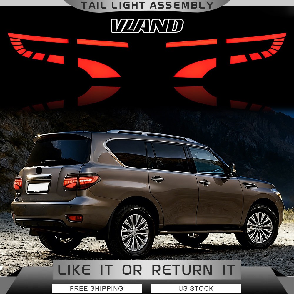 VLAND Clear LED Tail Lights For 2017-2020 Nissan Armada W/Sequential & Animation