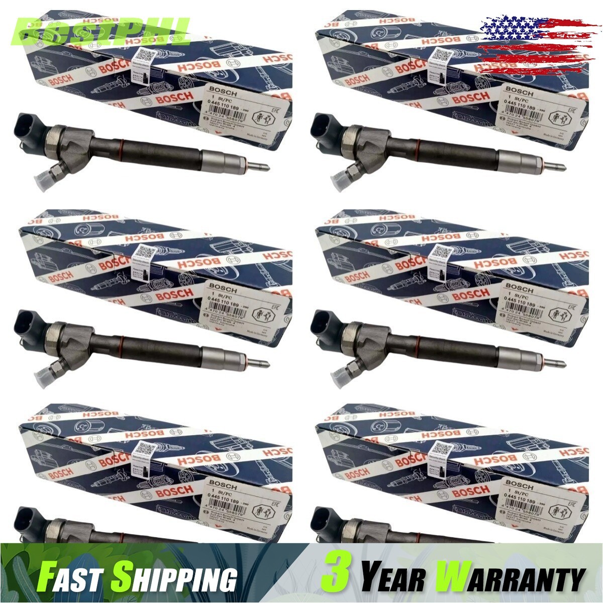 NEW 6PCS Fuel Injectors For Benz Sprinter 0445110190 0445110189 6110701687 US
