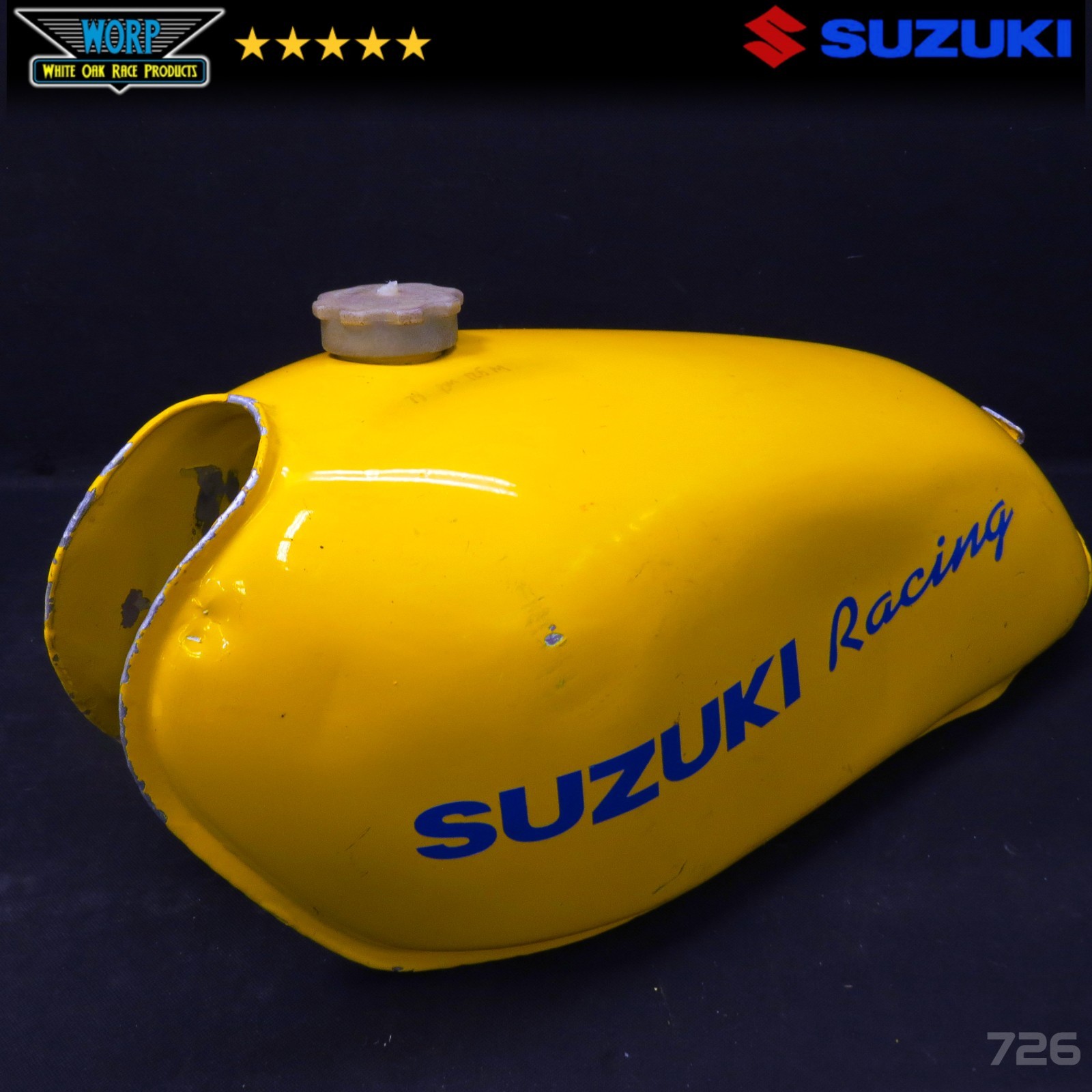 1976-1978 SUZUKI RM125 RM100 GAS TANK FUEL CELL W/ CAP GENUINE OEM 1976-1978 SUZUKI RM125 RM100 GAS TANK FUEL CELL W/ CAP GENUINE OEM