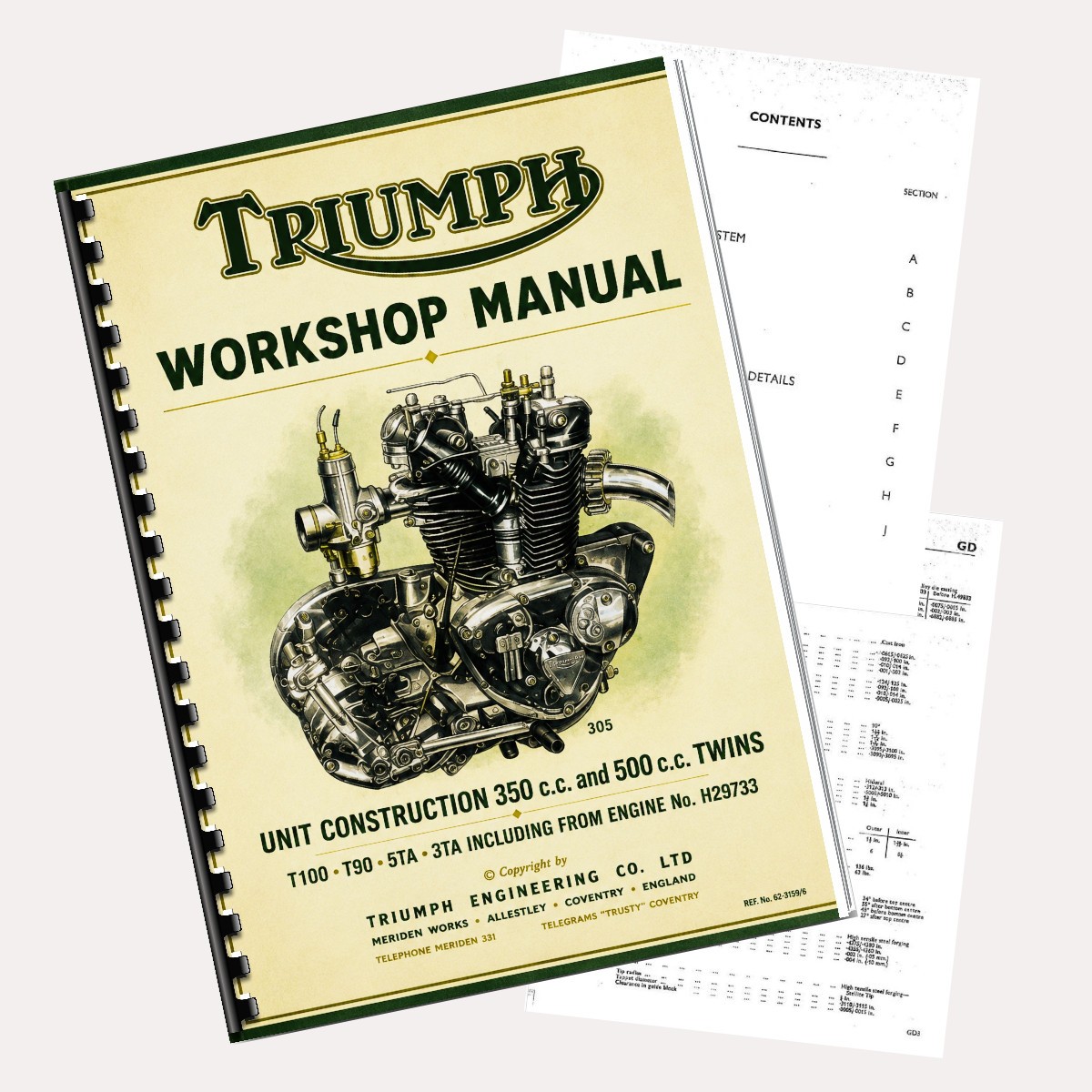 Triumph T100 T90 5TA 3TA 350 500 Twins Workshop Manual 258 Pages Print