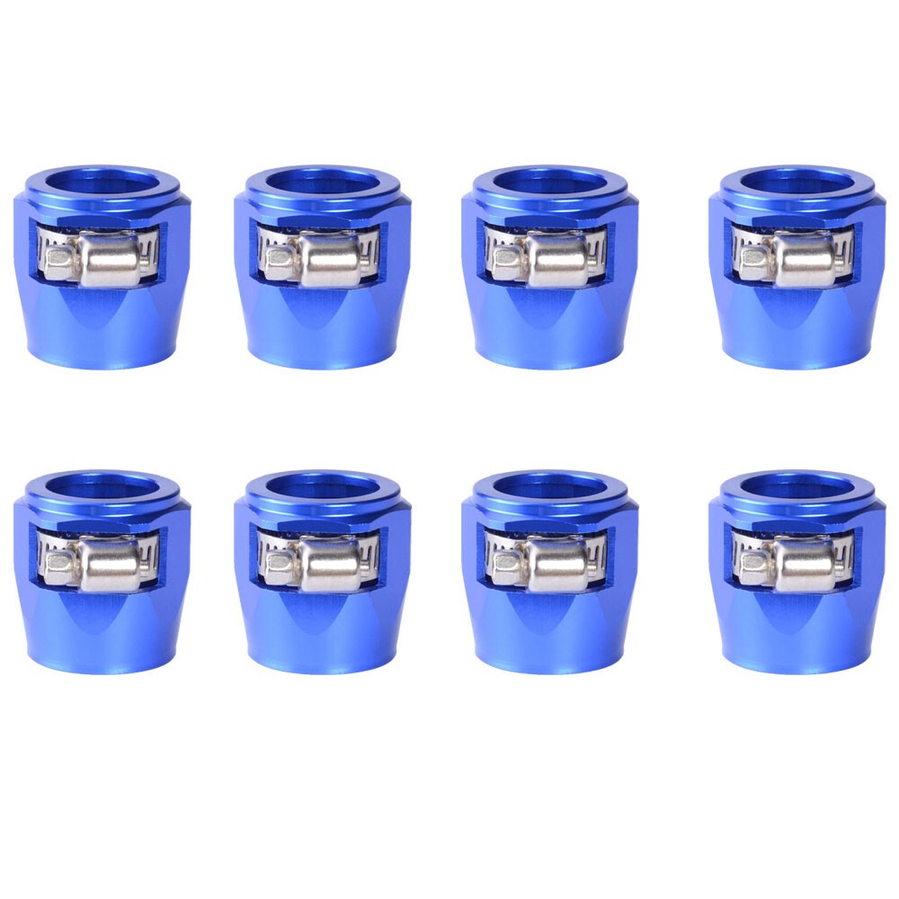 4PCS Hex Hose Finisher Clamp Screw Band Hose End Cover Fitting 6AN AN6 Blue 4PCS Hex Hose Finisher Clamp Screw Band Hose End Cover Fitting 6AN AN6 Blue