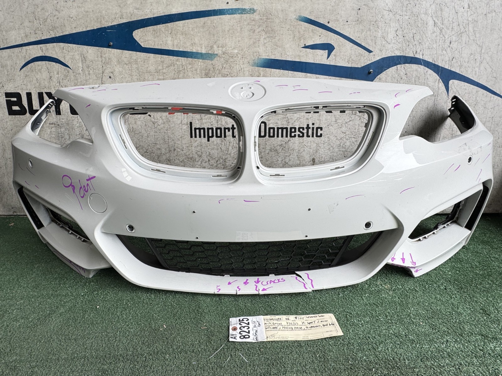 w/damages 2014 2017 BMW F22 F23 M-SPORT 2 FRONT BUMPER OEM AY82325 w/sensorholes