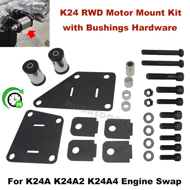 K24 RWD Motor Mount Kit with Bushings Hardware For K24A K24A2 K24A4 Engine Swap