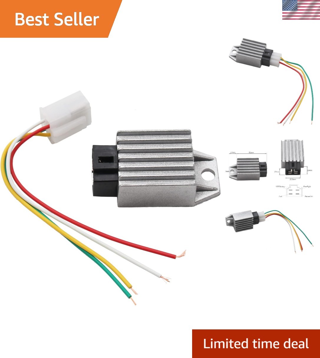 12V 4 Pin Voltage Regulator Rectifier Kit for GY6 50cc-150cc ATVs & Scooters