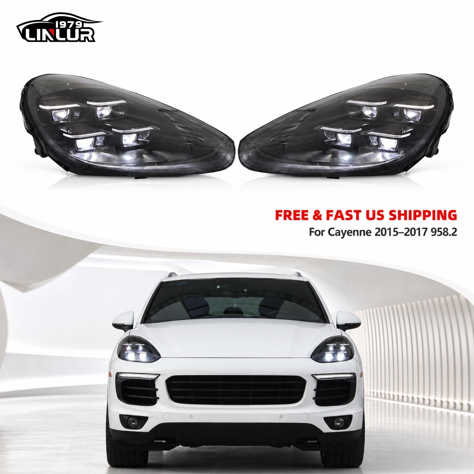 Plug & Play 2025 Style PDLS LED Headlights For 2015-2017 Porsche Cayenne 958.2
