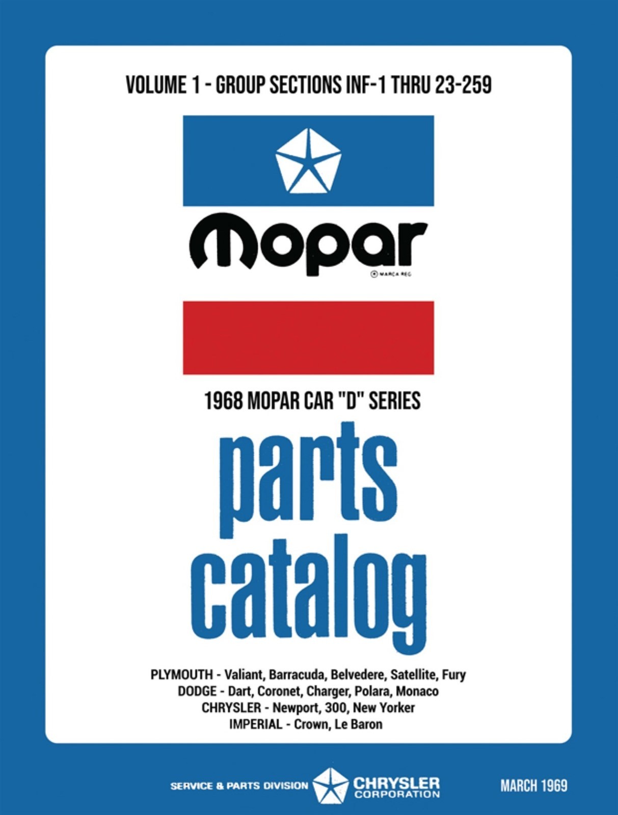1968 Chrysler Car Body & Chassis Parts Book