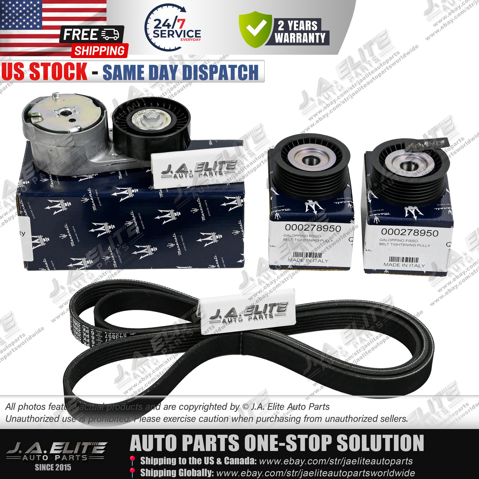 4pcs Genuine Drive Belt Replacement Kit fit Maserati Ghibli Levante Quattroporte