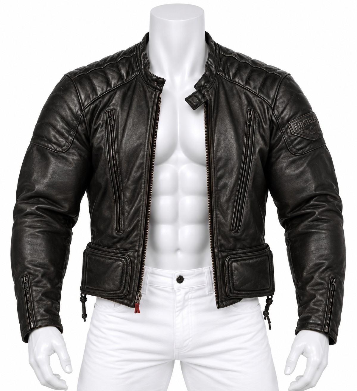 FirstGear by Hein Gericke Men’s Black Leather Motorcycle Jacket – Size 40