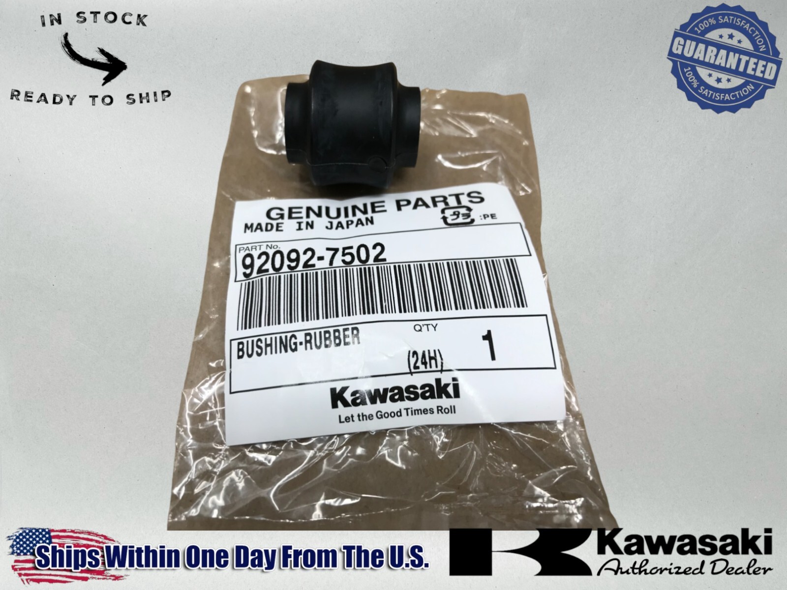 Kawasaki Genuine OEM Authentic 2010-2023 Mule Rubber Bushing 92092-7502 1 Kawasaki Genuine OEM Authentic 2010-2023 Mule Rubber Bushing 92092-7502 1