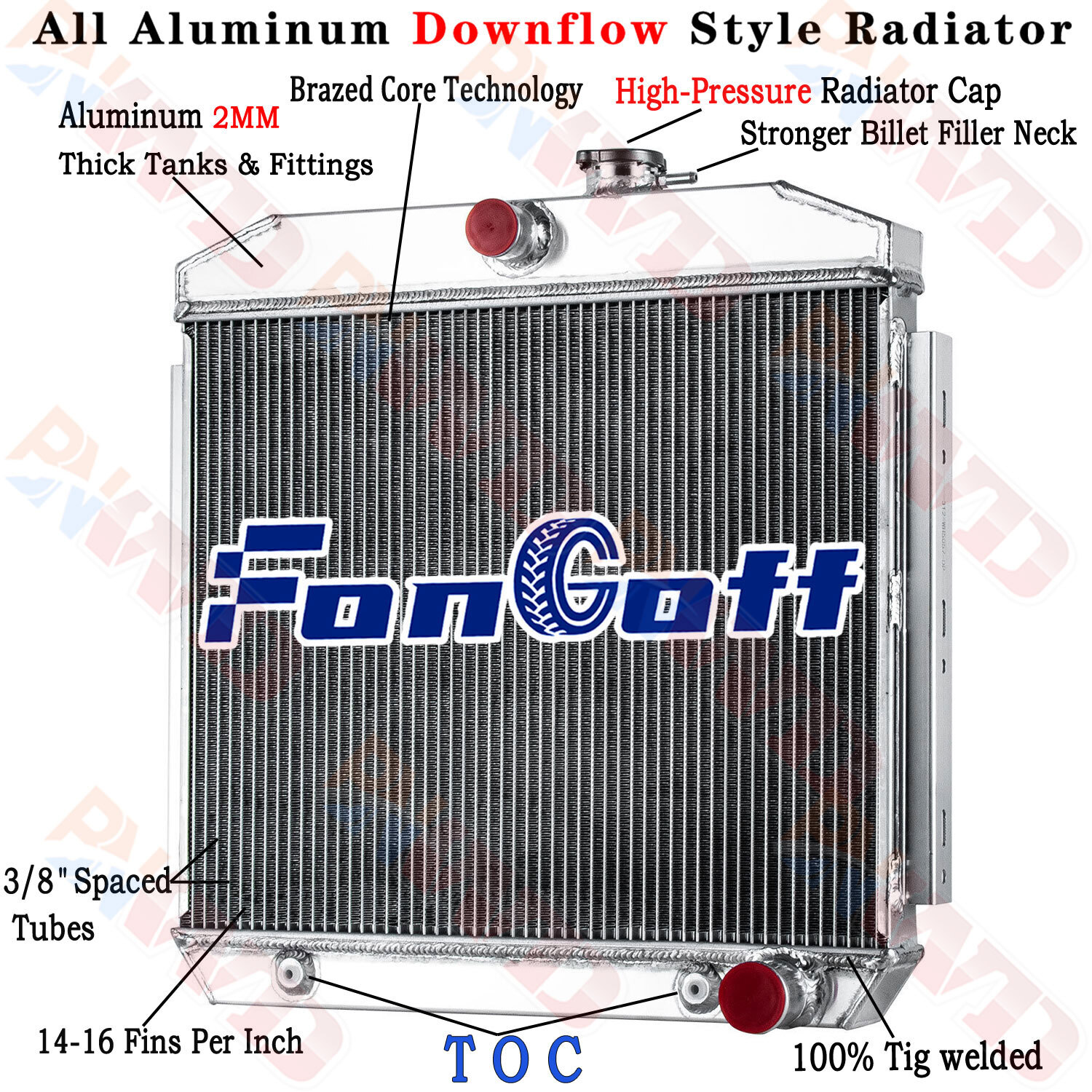 4 Row Aluminum Radiator For 1955-1957 Chevy 150/210/Nomad/Bel Air 4.3L 4.6L  V8