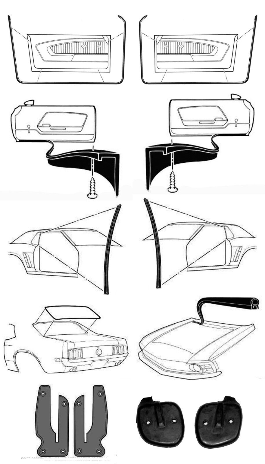 NEW 1969 Mustang Deluxe Weatherstrip Kit for Hardtop Coupe cars 15 pc Set