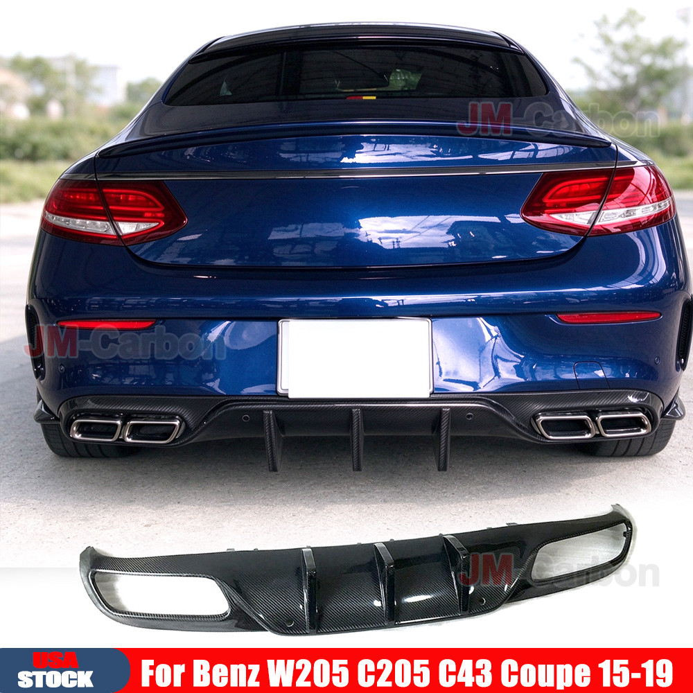 DRY Carbon Rear Bumper Diffuser Lip Fits Benz W205 C205 C43 C63 Coupe 2015-19