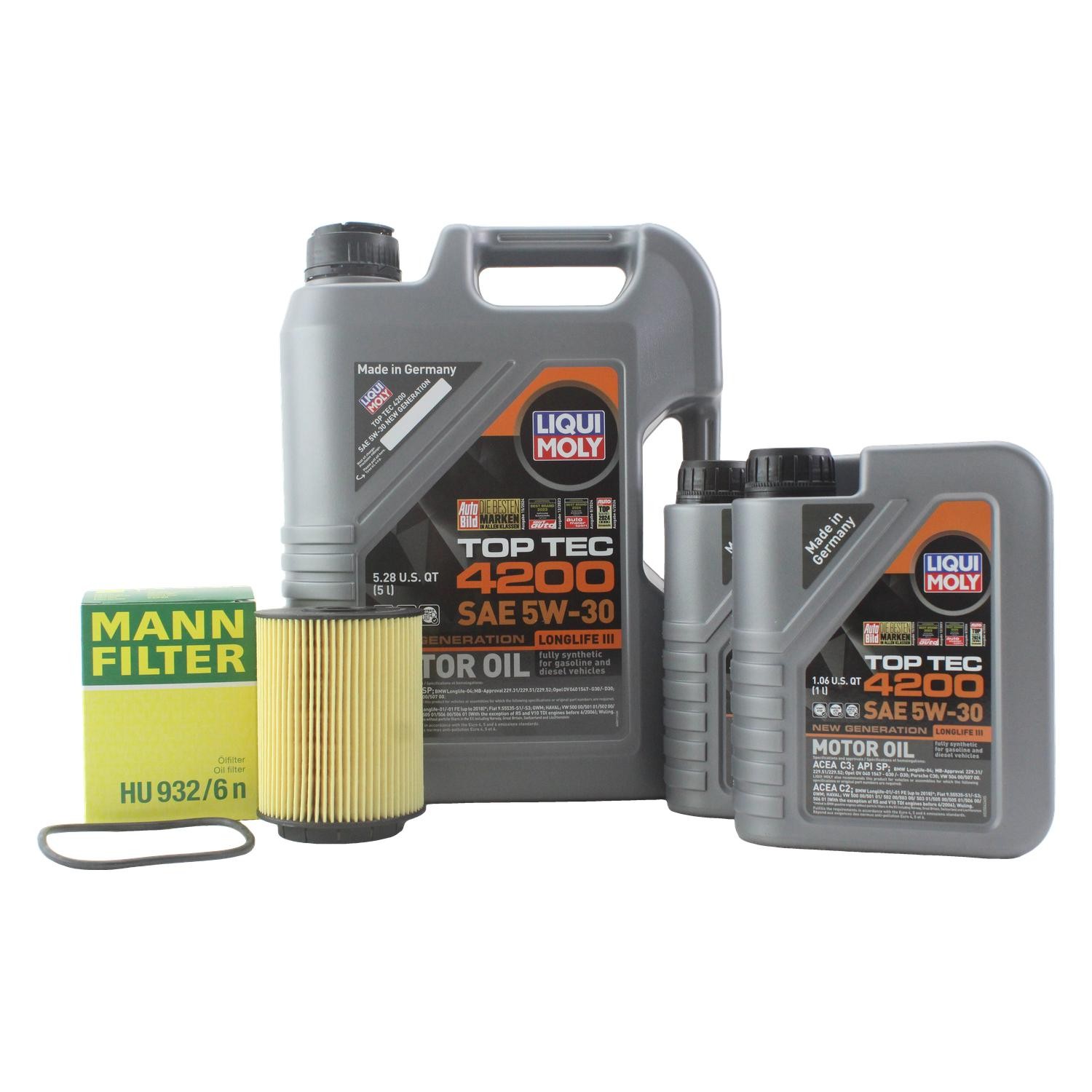 7L Liqui Moly Top Tec 4200 5W-30 Mann Engine Oil Change Kit for Cayenne Base