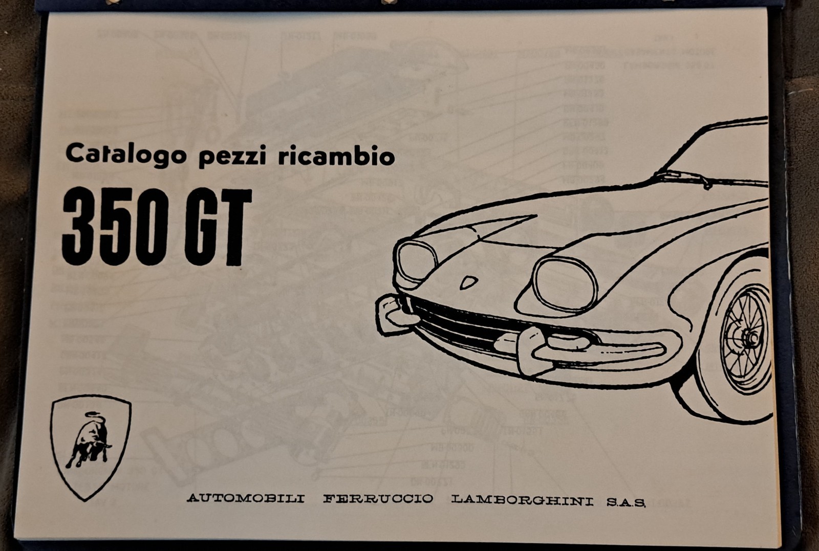 Lamborghini 350 GT Catalogo Pezzi Ricambio Parts Catalog-Reproduction Lamborghini 350 GT Catalogo Pezzi Ricambio Parts Catalog-Reproduction