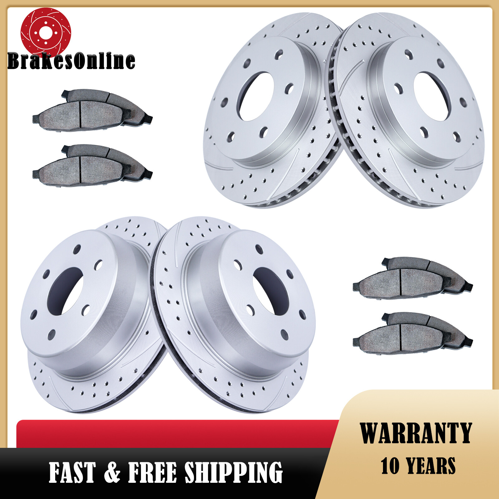 Front Rear Brake Rotors Pads fit for GMC Sierra 1500 Silverado 1500 1999-2006 Front Rear Brake Rotors Pads fit for GMC Sierra 1500 Silverado 1500 1999-2006