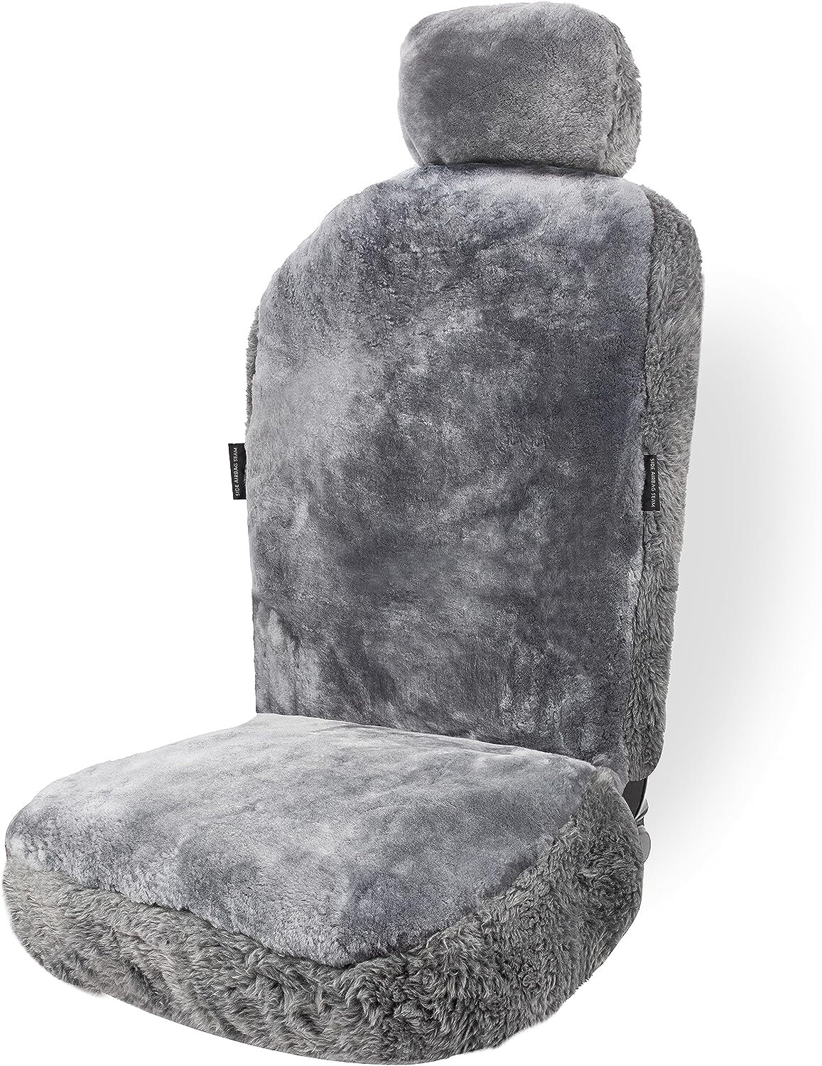 Genuine Sheepskin Gray Seat Cover Universal Fit Car Full Seat Furry Cover