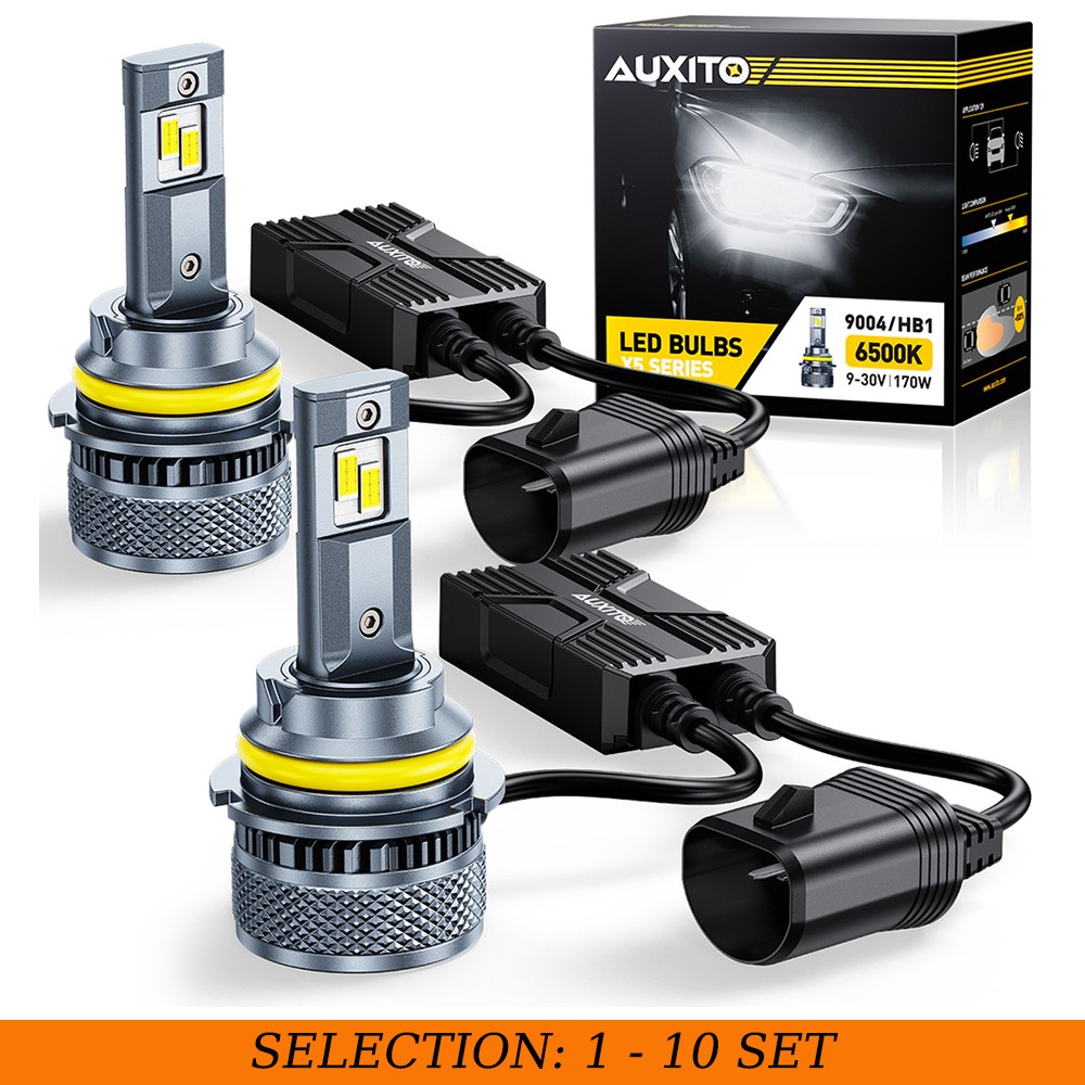 2-20X 9004 LED Headlight Bulbs White Lamp 6500K 30000LM High-Low Beam AUXITO X5 2-20X 9004 LED Headlight Bulbs White Lamp 6500K 30000LM High-Low Beam AUXITO X5