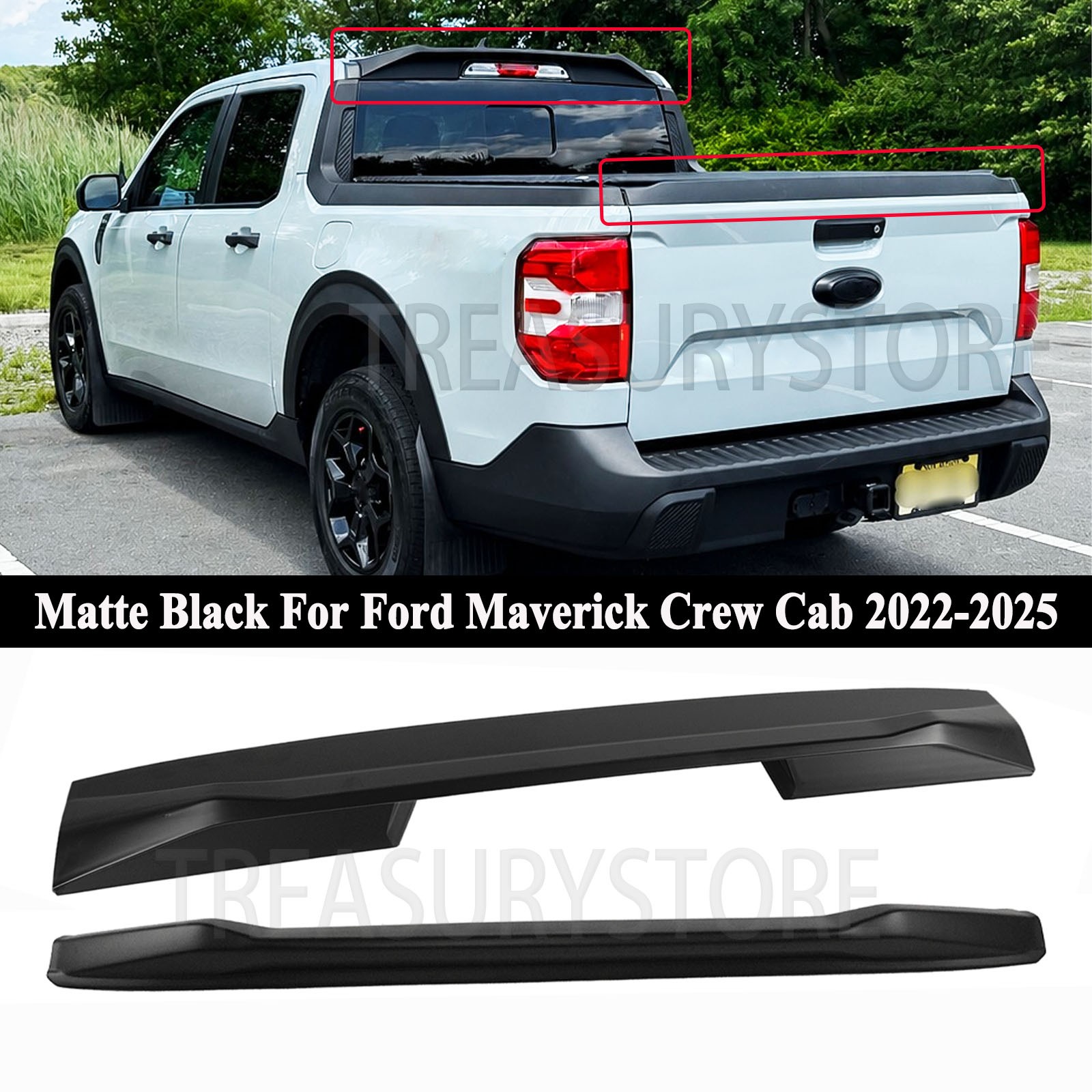 For Ford Maverick 22-25 Matte Black Rear Roof Top Cab & Trunk Tail Spoiler Wings For Ford Maverick 22-25 Matte Black Rear Roof Top Cab & Trunk Tail Spoiler Wings