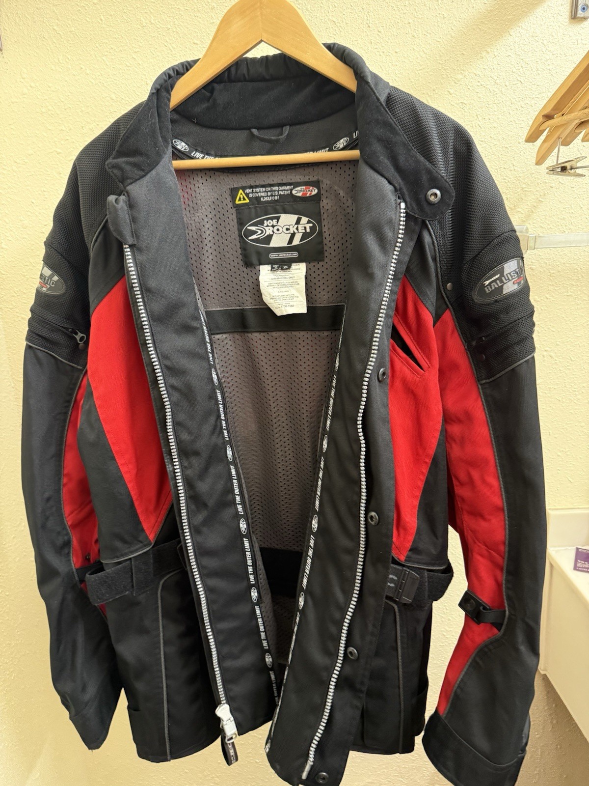 Joe Rocket Ballistic Genuine Men\'s XL Motorcycle Riding Jacket - Red & Black
