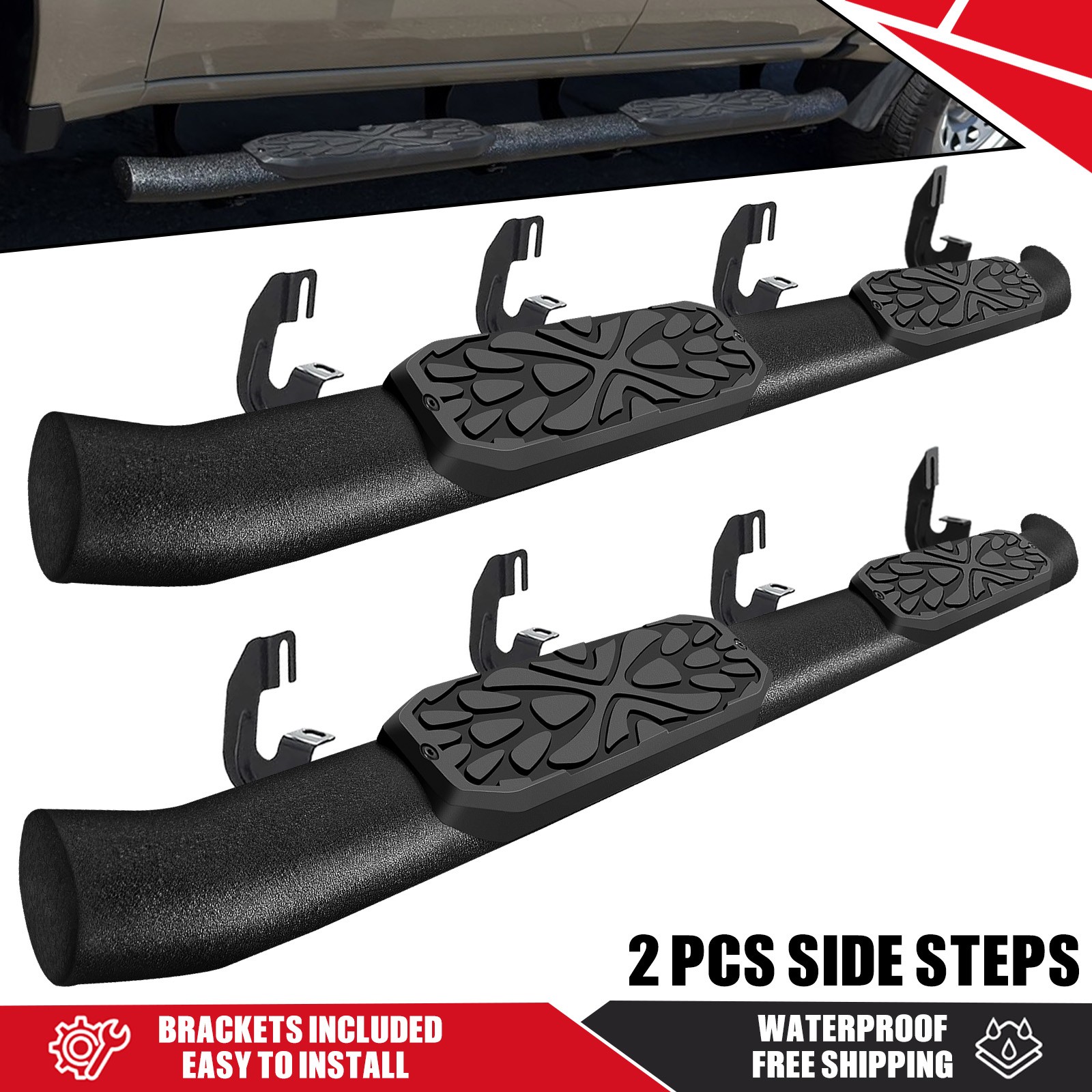 FOR 2015-2026 Colorado/Canyon Crew Cab Side Step Curved Running Board Nerf Bar