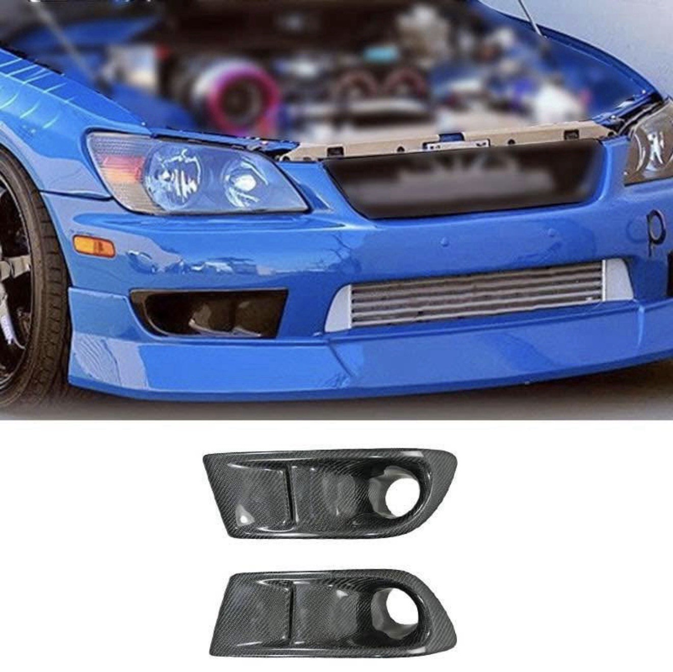 2001-2005  Lexus IS300 Real Carbon Fiber Front Fog Light Lamp Frame Trim 2pcs