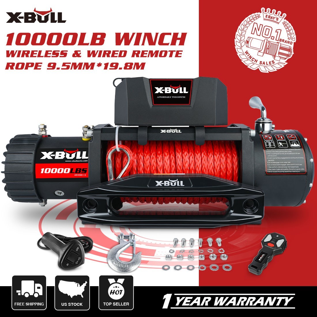 X-BULL Electric Winch 10000LB 12000LBS 13000LBS 14500LBS 12V Wireless 4WD Jeep