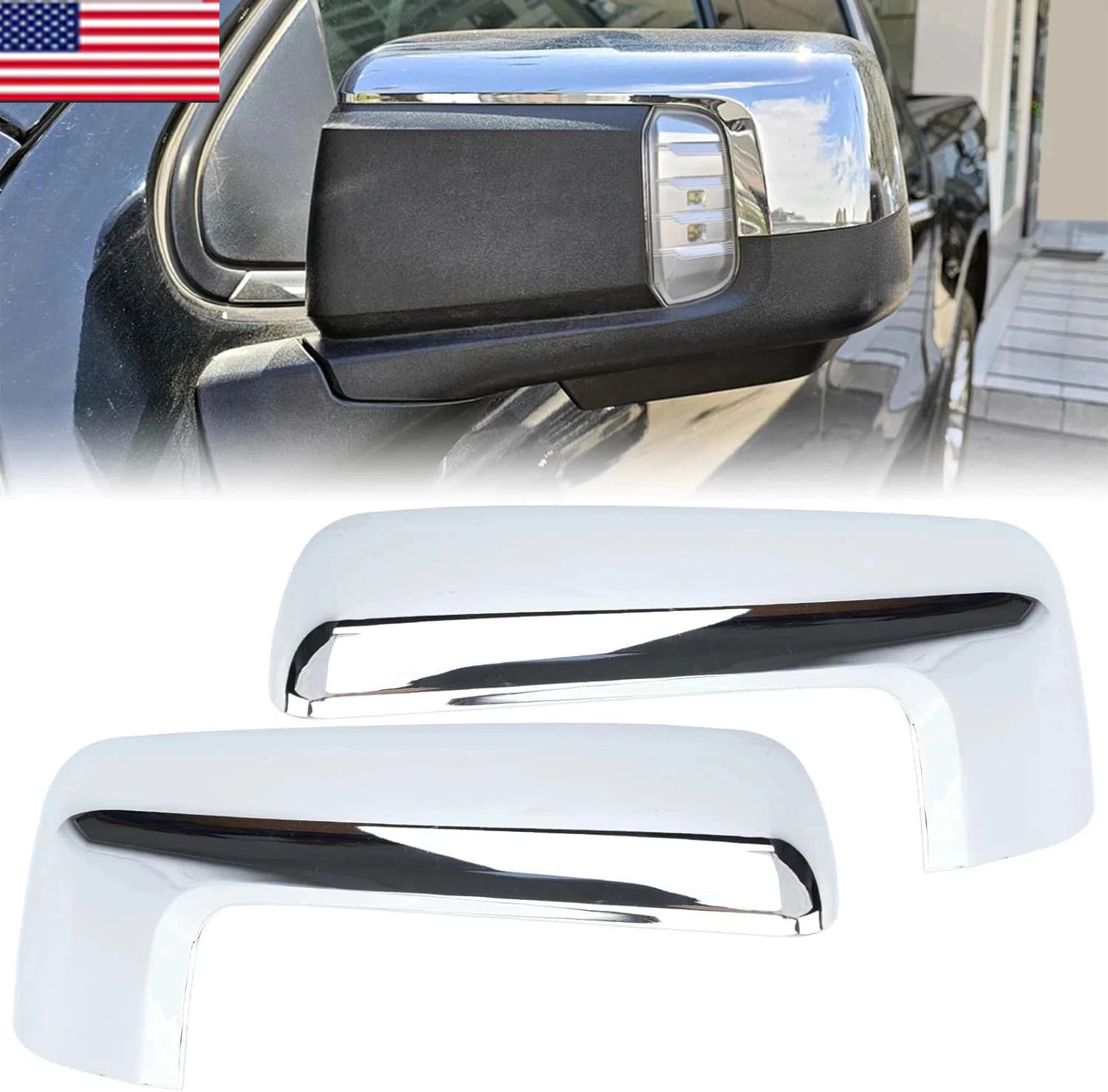 Fits 2019-2026 Chevy Silverado/GMC Sierra 1500 Top Half Mirror Cover Caps Chrome
