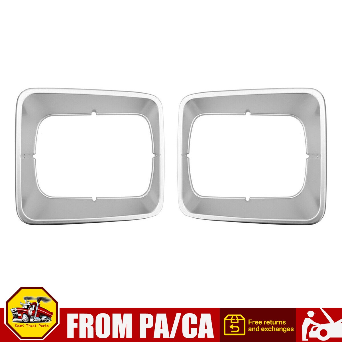 Pair Headlight Bezels Plastic Gray For Freightliner FL50 FL60 FL70 FL80 FL106 US