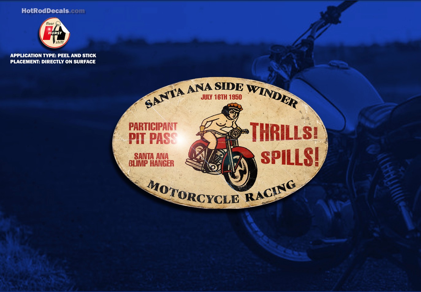 50s Cycle Event Sticker Decal BSA Harley Triumph Motorcycle Pinup Indian Calif