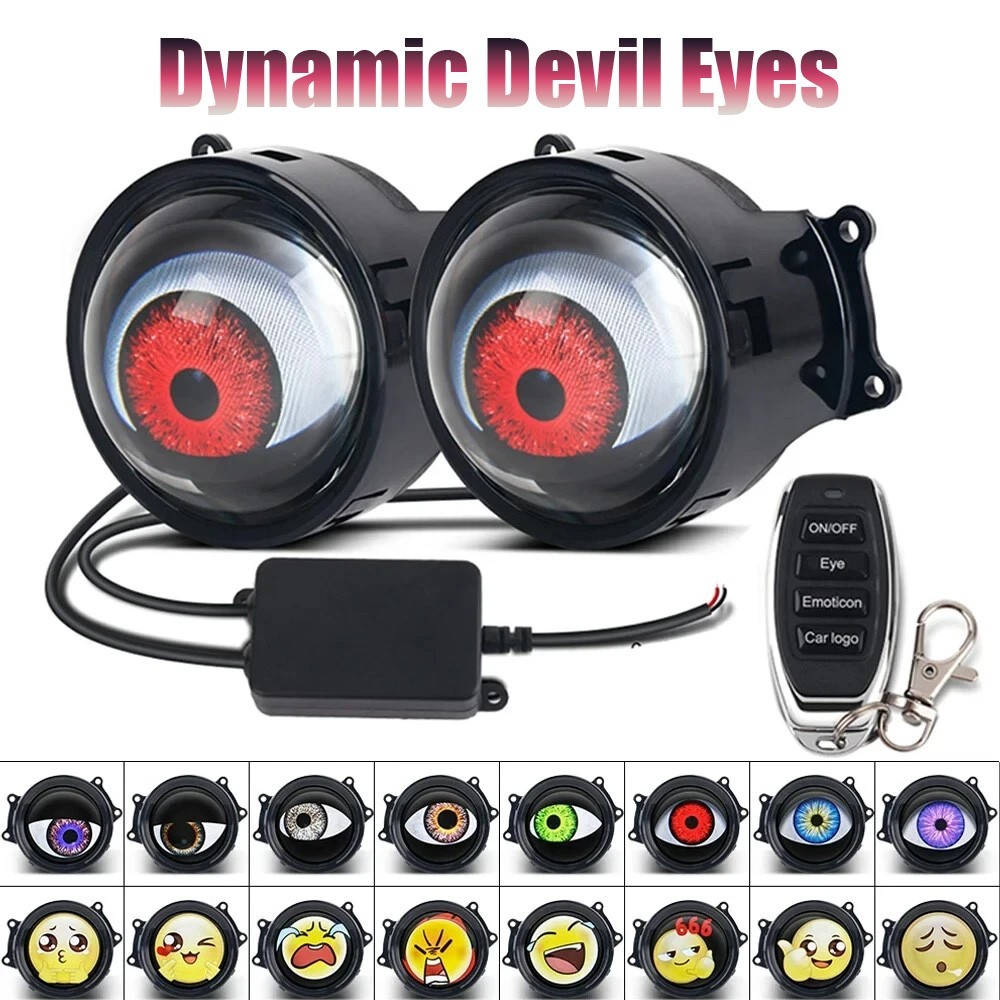 3D Cool Devil Eye Dynamic LED Car Headlight Universal Modified Eagle Eye Light 3D Cool Devil Eye Dynamic LED Car Headlight Universal Modified Eagle Eye Light