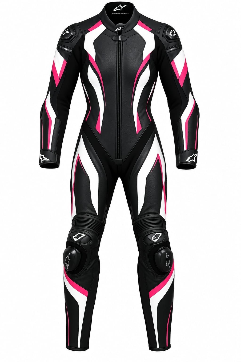 Women's Black Pink White Motorcycle Racing Leather Suit Full Body Prot Women's Black Pink White Motorcycle Racing Leather Suit Full Body Prot