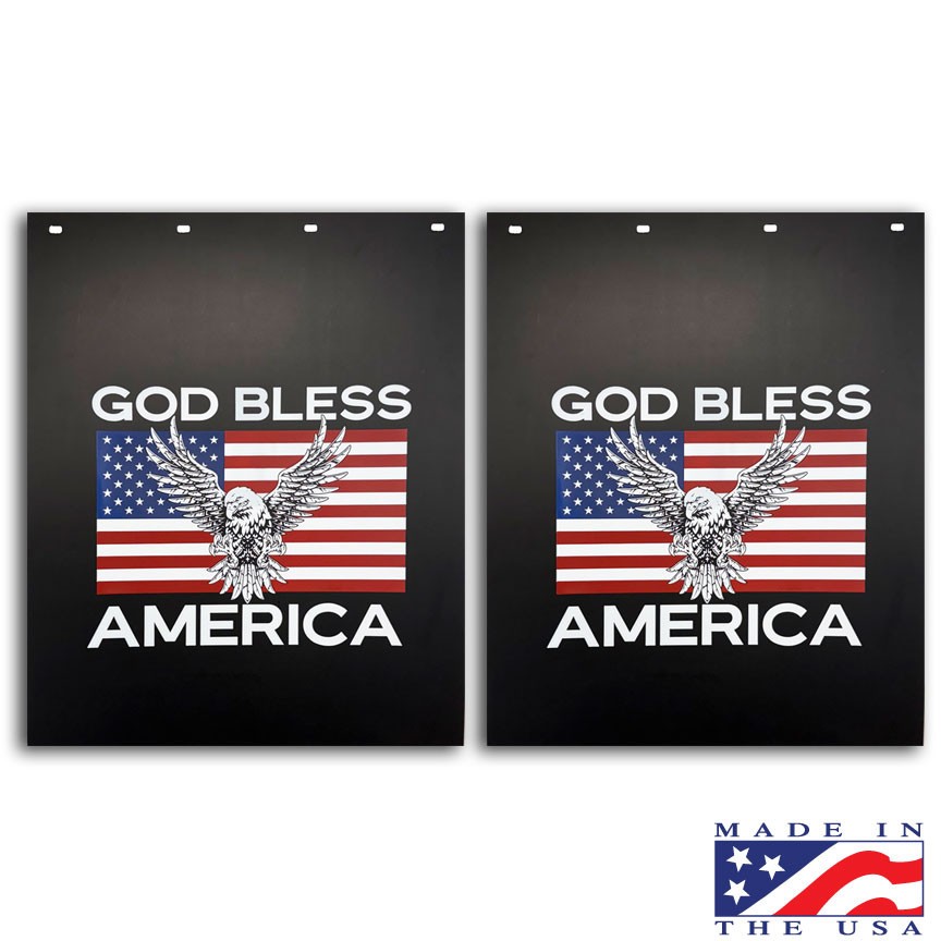 GOD BLESS AMERICA EAGLE Mud Flaps Poly 24” X 30” Logo (pair) VOLVO GOD BLESS AMERICA EAGLE Mud Flaps Poly 24” X 30” Logo (pair) VOLVO