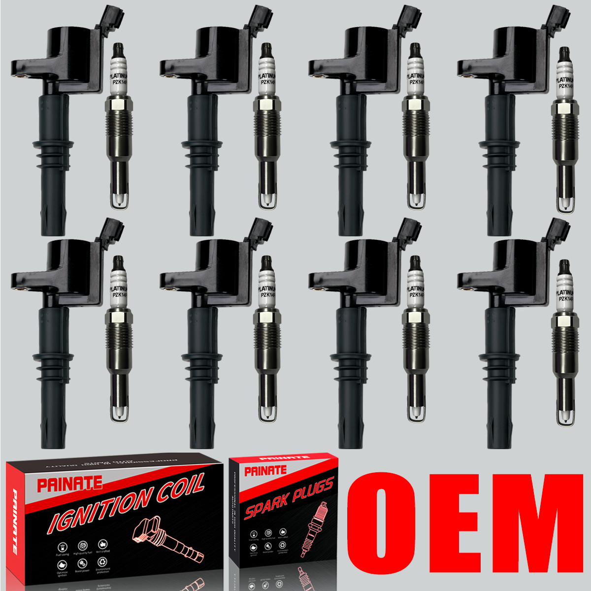 OEM Brand 8X Ignition Coil & 8X Spark Plug For Ford F-150 F-250 5.4L DG511 SP546