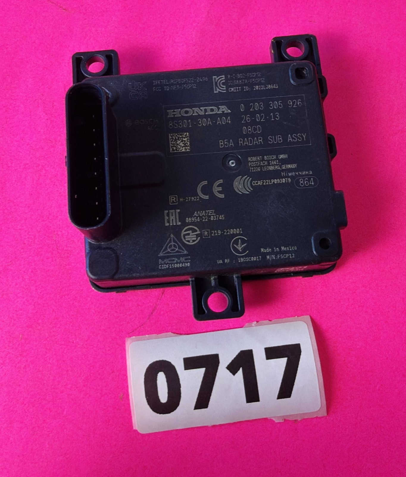 23 24 25 HONDA ACCORD FRONT  RADAR  CRUISER MODULE 8S301 30A A04