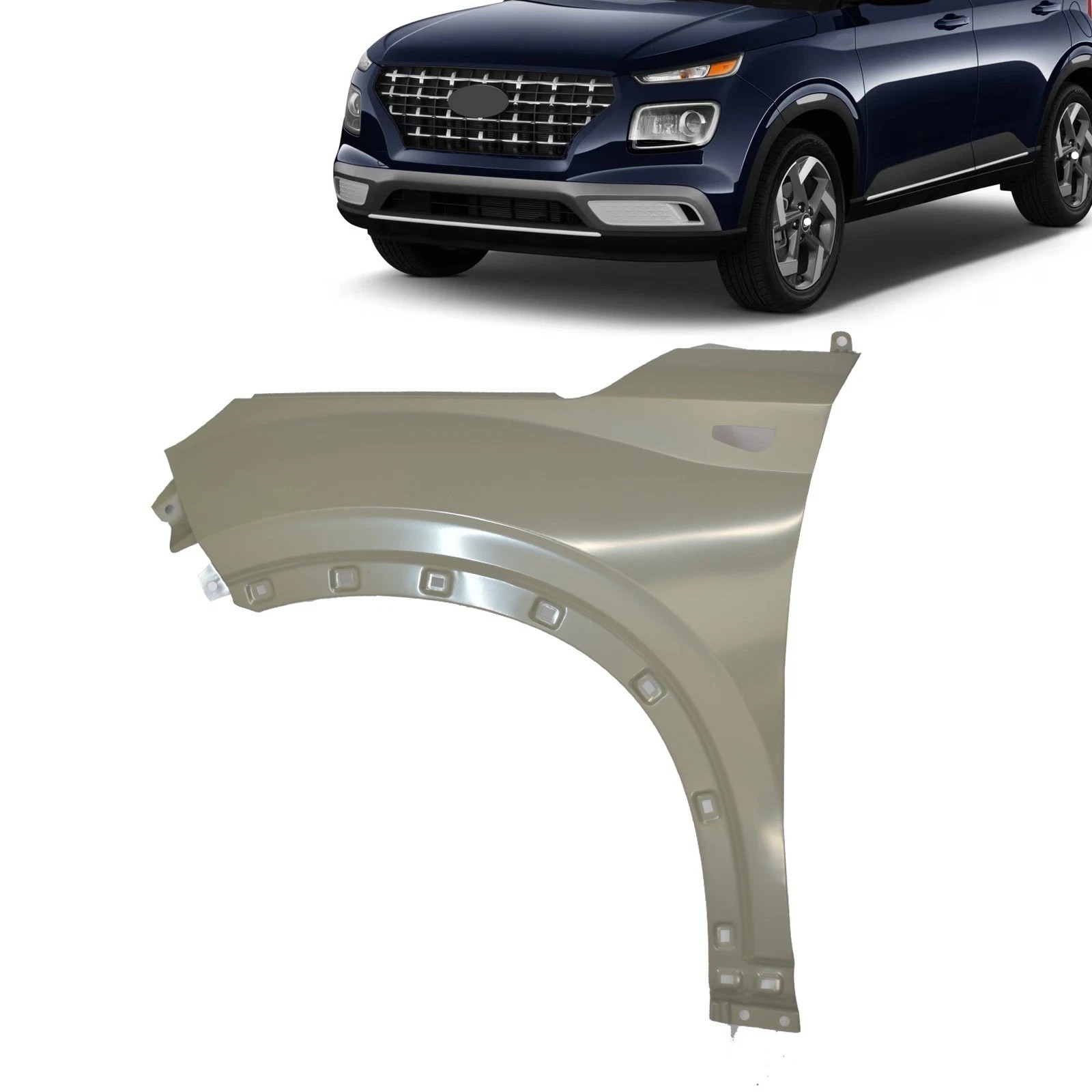 Front Fender w/ Side Marker Lamp Hole Driver Side LH For Hyundai Venue 2020-2024