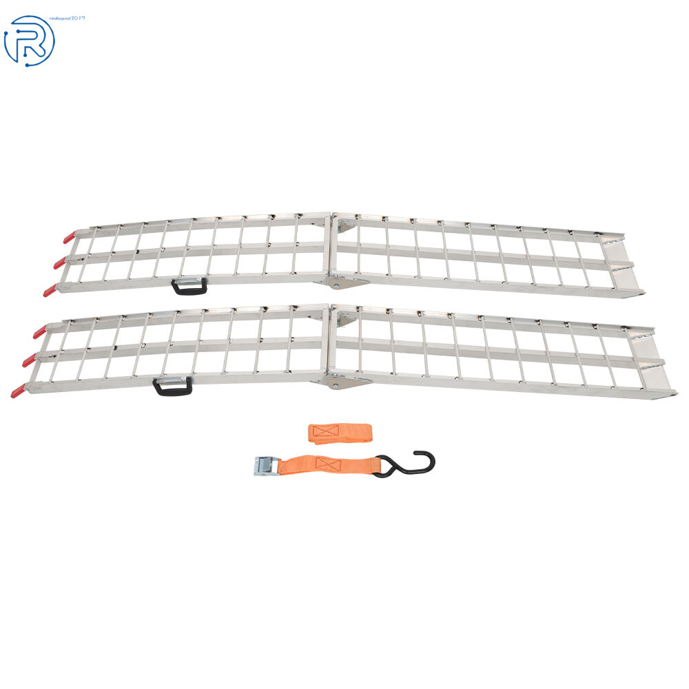 2pcs 7.5\' Aluminum Folding Loading Ramps ATV UTV Truck Motorcycle Lawn Mower