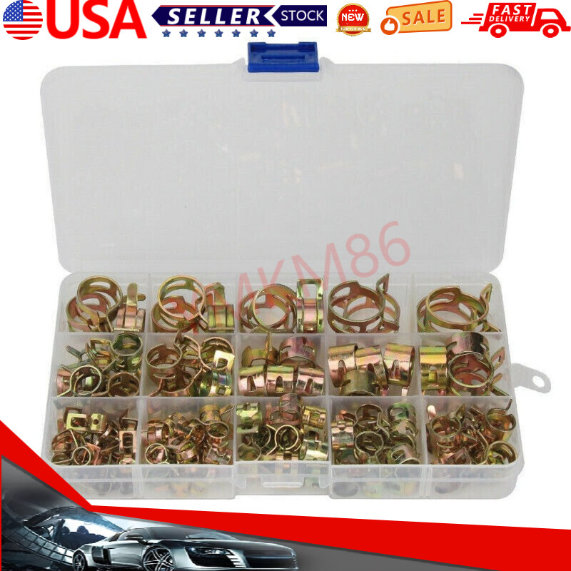 115X Hose Spring Clamps 6-22mm Fastener Fuel Water Line Pipe Air Tube Clips Set