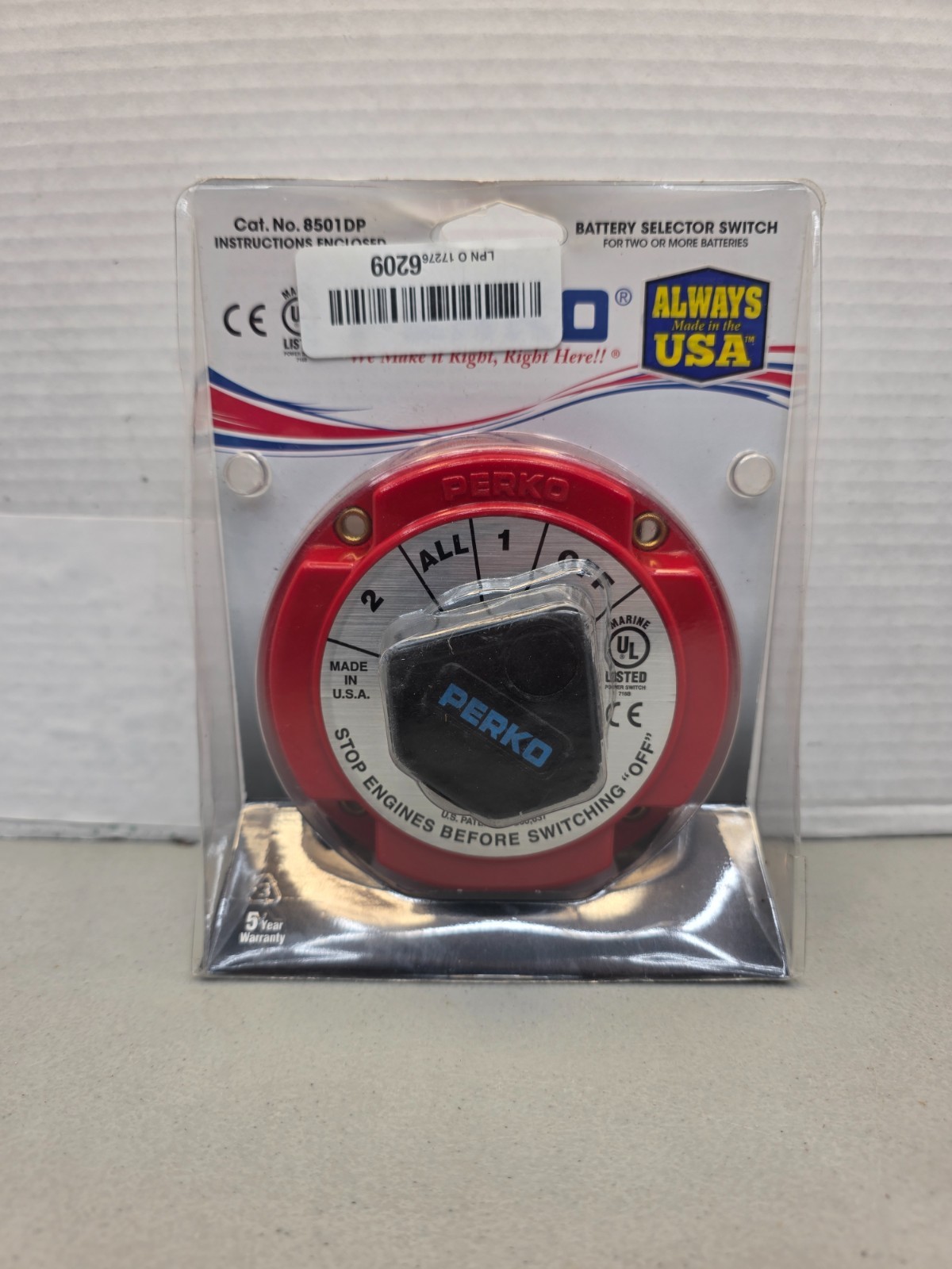 Perko #8501DP Battery Selector Switch New Open Box