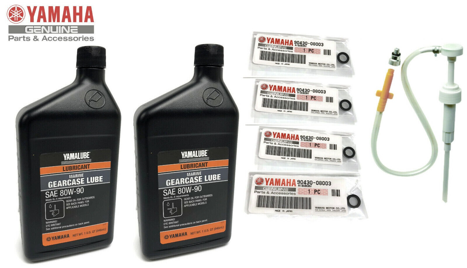 Yamaha Yamalube OEM Twin Outboard Gear Lube Kit w/ Pump, Lower Unit Oil Gaskets