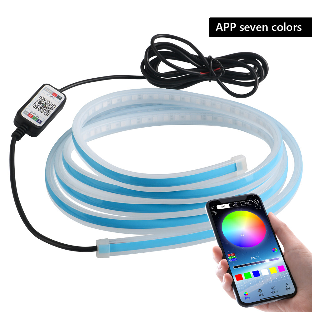 180cm/150cm Flexible Car LED DRL Hood Light Strip Daytime Running Light RGB APP