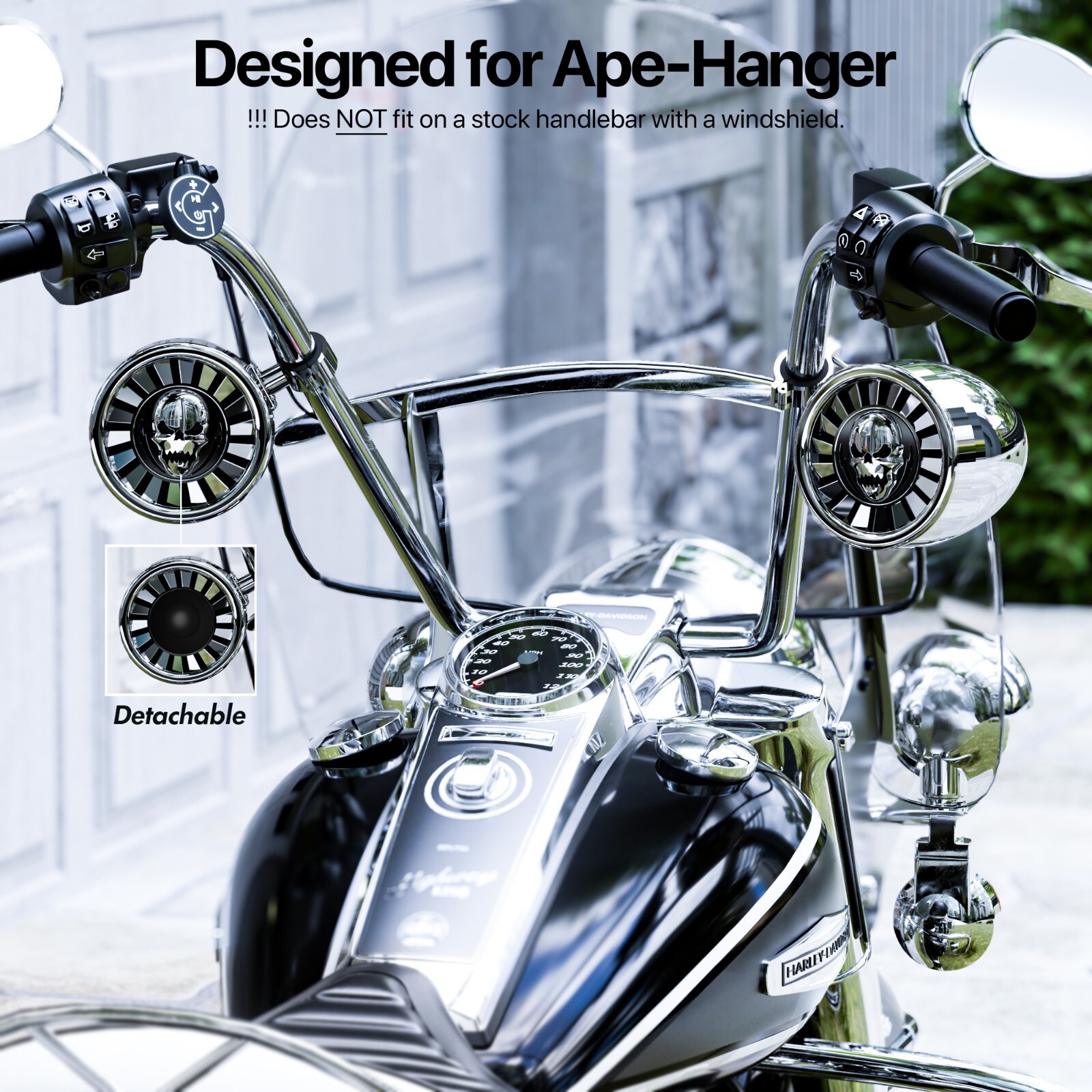 600W Bluetooth Waterproof Motorcycle Harley Ape Hanger Stereo Speaker Amp System