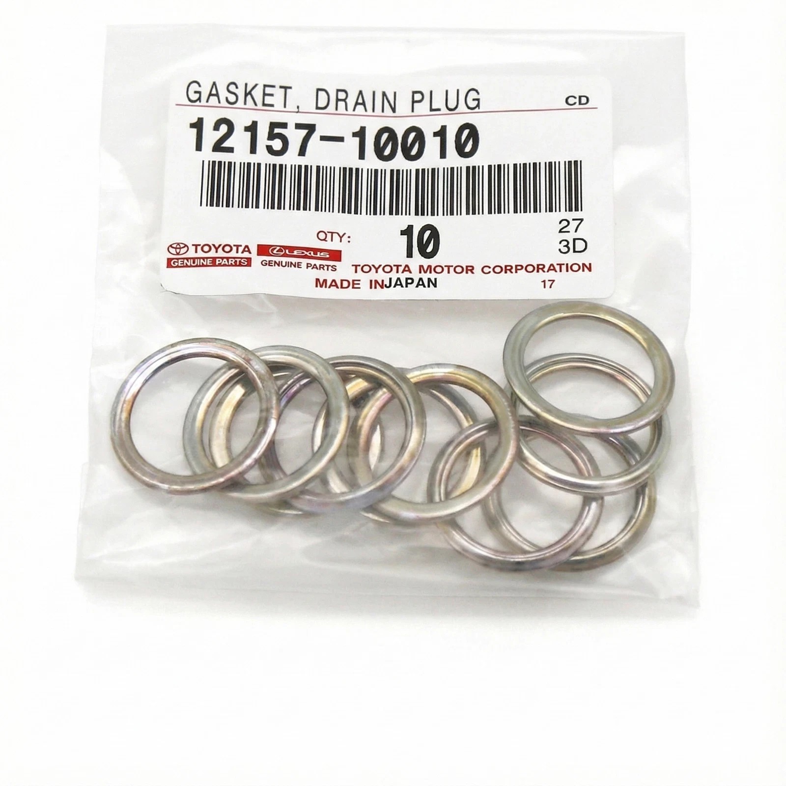 (10 PCS) Genuine Toyota Lexus OEM Differential Oil Drain Plug Gasket 12157-10010