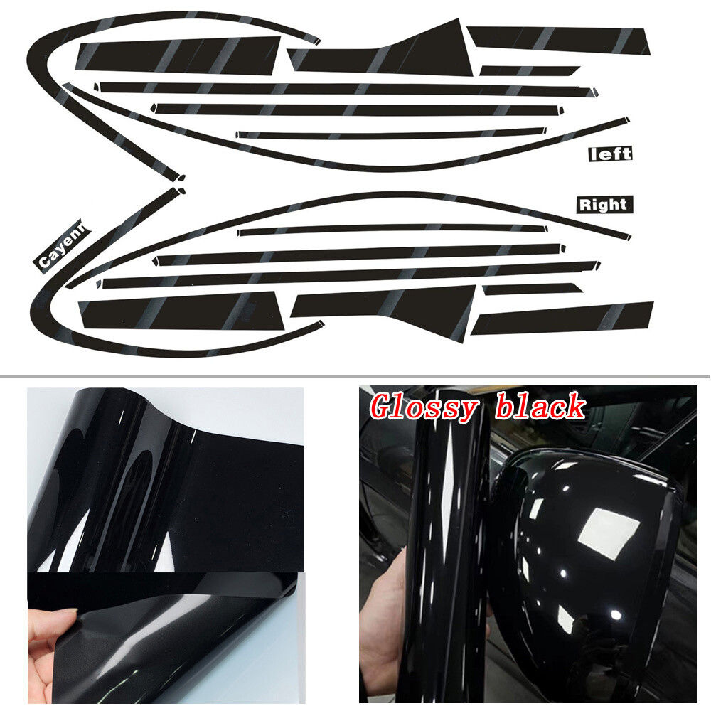 Glossy Black Chrome Delete Window Trims For Porsche Cayenne 2010-2016