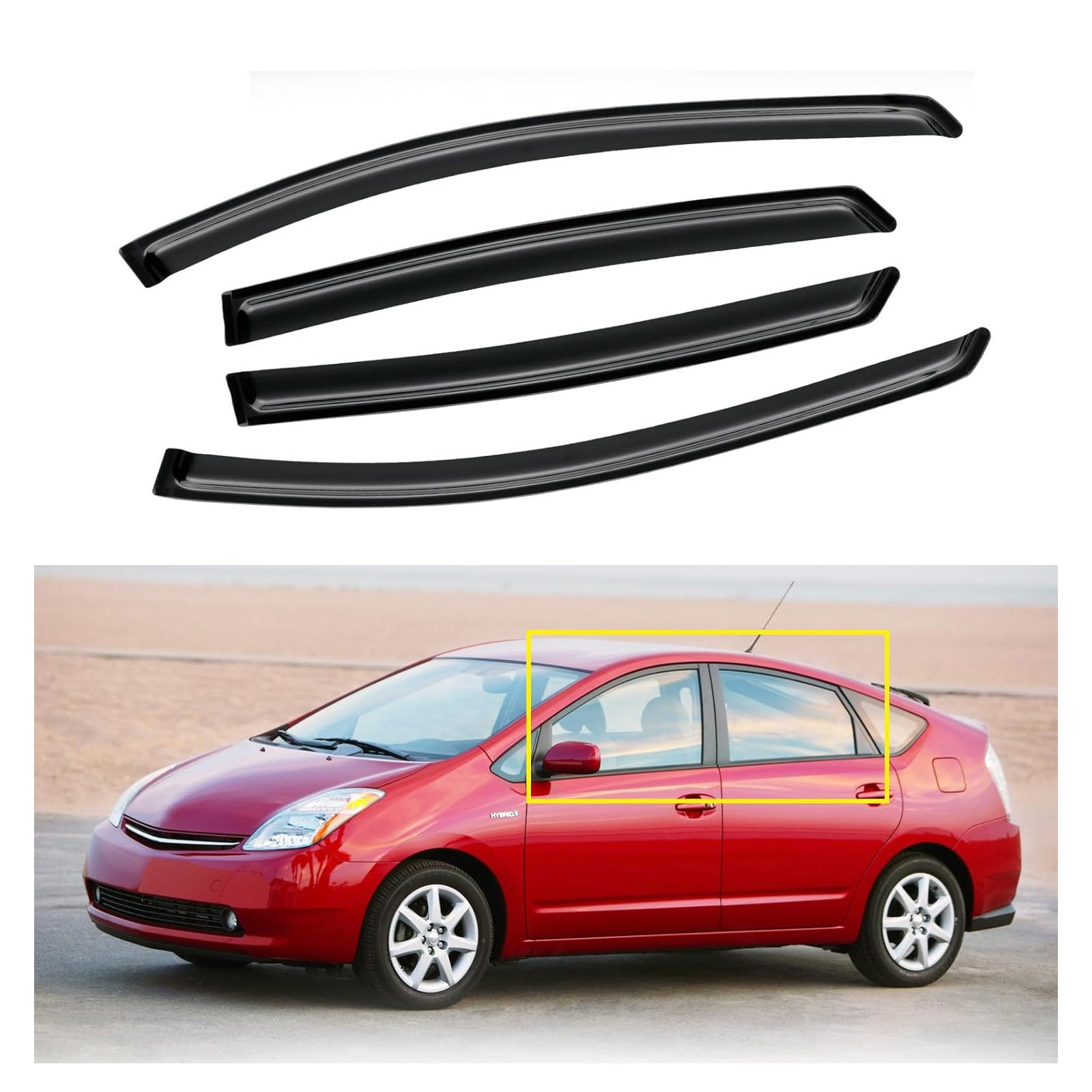For 2004-2009 Toyota Prius Hatchback Window Visors Wind Deflectors Rain Guards§